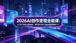 (18553期)2026AI创作变现全能课-更新5月:从工具下载到AI视频制作,即梦豆包可灵小云雀全覆盖零基础入门-泰戈创艺资源库