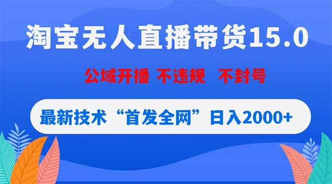 (18562期)淘宝无人直播带货15.0,不封号,不违规,公域玩法,首发全网日入2000+-泰戈创艺资源库
