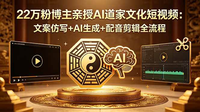 （18580期）22万粉博主亲授AI道家文化短视频：文案仿写+AI生成+配音剪辑全流程-泰戈创艺资源库