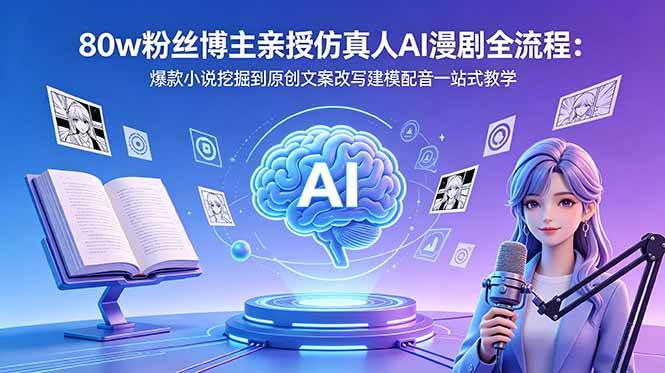 （18581期）80w粉丝博主亲授仿真人AI漫剧全流程：爆款小说挖掘到原创文案改写建模配音一站式教学-泰戈创艺资源库