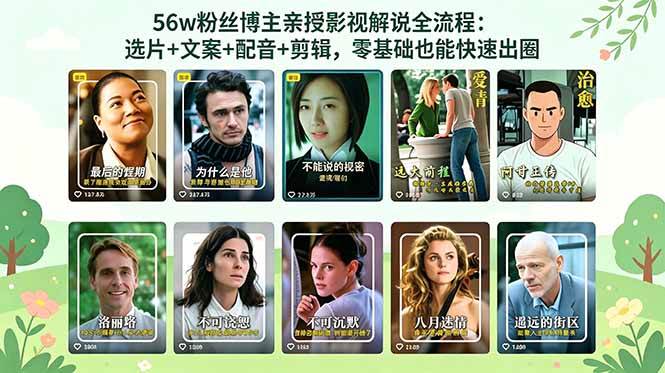 （18579期）56万粉丝博主亲授影视解说全流程：选片+文案+配音+剪辑，零基础也能快速出圈-泰戈创艺资源库