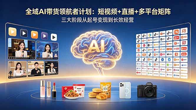 （18593期）全域AI带货领航者计划：短视频+直播+多平台矩阵，三大阶段从起号变现到长效经营-泰戈创艺资源库