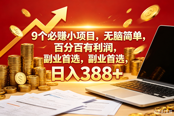 (18597期)9个必赚钱的小项目,百分百赚米,无脑简单,副业首选,日入388+-泰戈创艺资源库