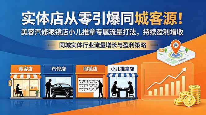 （18592期）实体店从零引爆同城客源！美容汽修眼镜店小儿推拿专属流量打法，持续盈利增收-泰戈创艺资源库