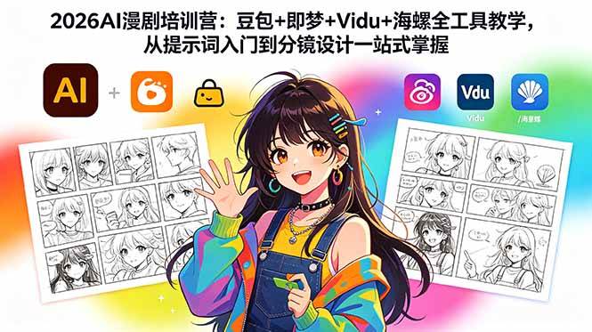(18607期)2026AI漫剧培训营:豆包+即梦+Vidu+海螺全工具教学,从提示词入门到分镜设计一站式掌握-泰戈创艺资源库