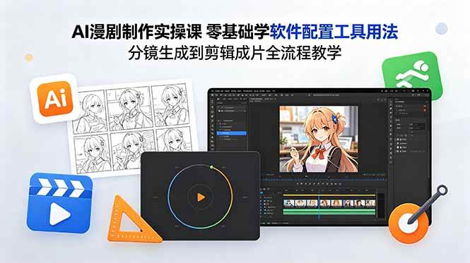 (18605期)AI漫剧制作实操课 零基础学软件配置工具用法 分镜生成到剪辑成片全流程教学-泰戈创艺资源库