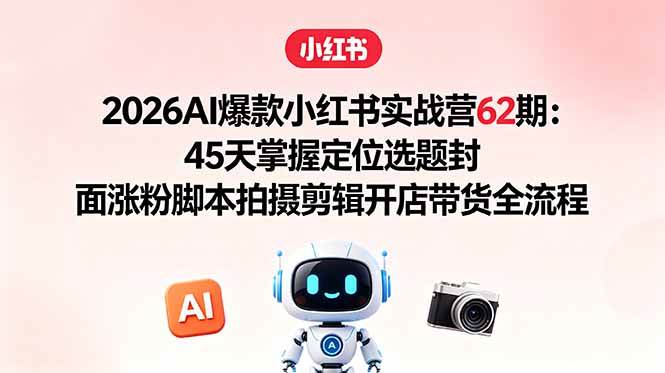 (18606期)2026AI爆款小红书实战营62期:45天掌握定位选题封面涨粉脚本拍摄剪辑开店带货全流程-泰戈创艺资源库