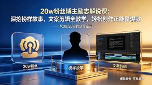 (18648期)20w粉丝博主励志解说课:深挖榜样故事,文案剪辑全教学,轻松创作正能量爆款-泰戈创艺资源库