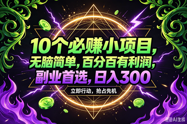 （18647期）10个必赚米的小项目，百分百赚米，无脑简单，副业首选，日入210+-泰戈创艺资源库