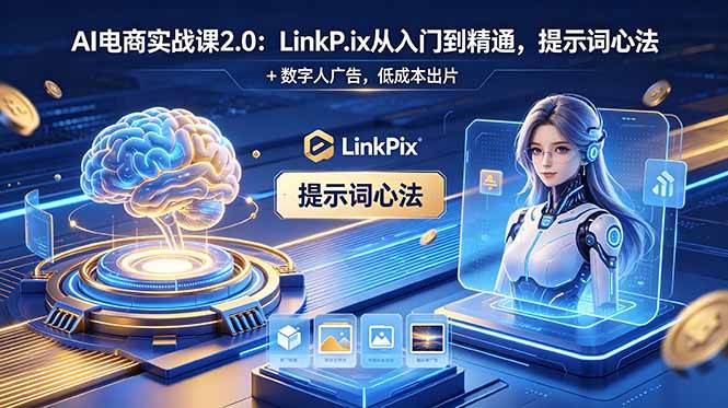 (18655期)AI 电商实战课2.0|LinkPix 从入门到精通,提示词心法 + 数字人广告,低成本出片-泰戈创艺资源库