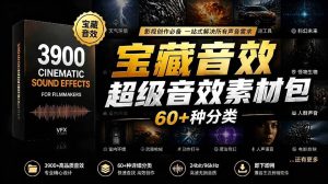 (18660期)宝藏音效合集包!60+多种音效分类,共计3900个,分类清晰,全中文分类,高品质剪辑音效素材包-泰戈创艺资源库