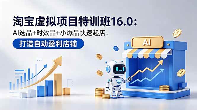 （18666期）淘宝虚拟项目特训班16.0：AI选品+时效品+小爆品快速起店，打造自动盈利店铺-泰戈创艺资源库