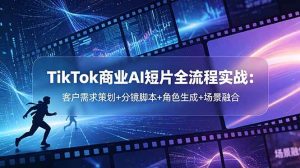 （18678期）TikTok商业AI短片全流程实战：客户需求策划+分镜脚本+角色生成+场景融合-泰戈创艺资源库