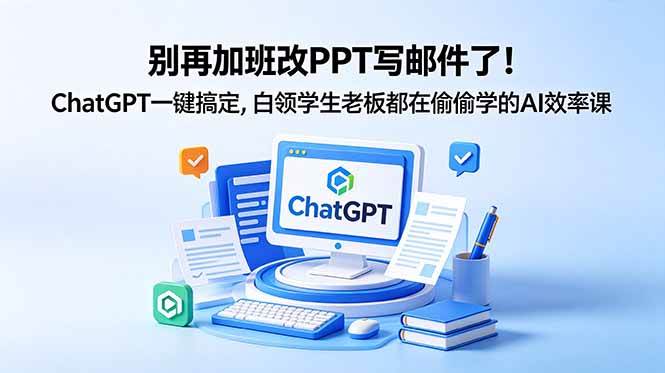 （18687期）别再加班改PPT写邮件了！ChatGPT一键搞定，白领学生老板都在偷偷学的AI效率课-泰戈创艺资源库