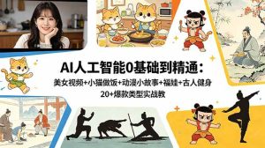 （18685期）AI人工智能0基础到精通：美女视频+小猫做饭+动漫小故事+福娃+古人健身，20+爆款类型实战教学-泰戈创艺资源库