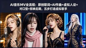 (18710期)AI音乐MV全流程:原创歌词+AI作曲+虚拟人设+对口型+剪映后期,五步打造虚拟歌手-泰戈创艺资源库