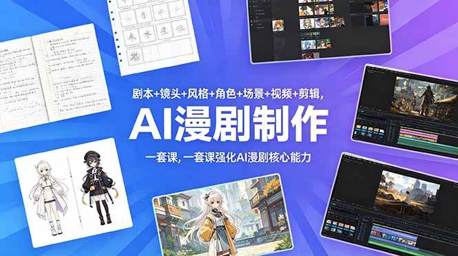 （18734期）剧本+镜头+风格+角色+场景+视频+剪辑，一套课强化AI漫剧核心能力-泰戈创艺资源库