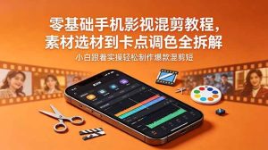 (18750期)零基础手机影视混剪教程,素材选材到卡点调色全拆解,小白跟着实操轻松制作爆款混剪短片-泰戈创艺资源库
