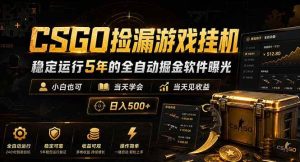 （18753期）CSGO捡漏游戏挂机，稳定运行5年的全自动掘金软件曝光，小白也可当天学会，当天见收益，日入500+-泰戈创艺资源库