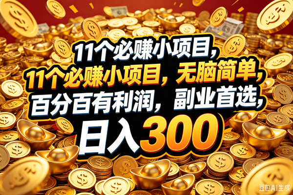 （18756期）11个必赚的小项目，百分百赚元子，无脑简单，副业首选，日入300+-泰戈创艺资源库