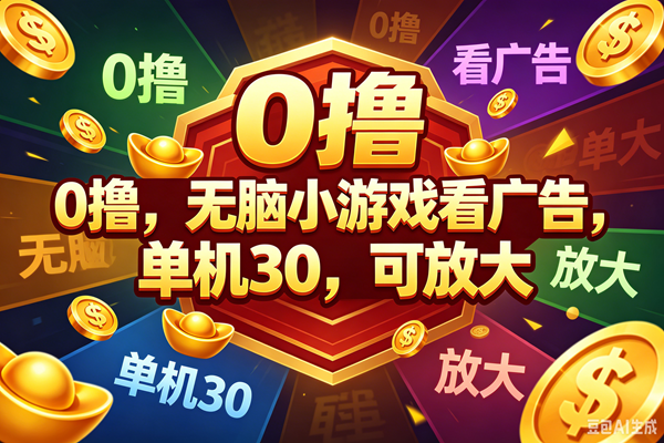 （18758期）0撸，腾讯出品，无脑小游戏看广告，单机30，可放大-泰戈创艺资源库