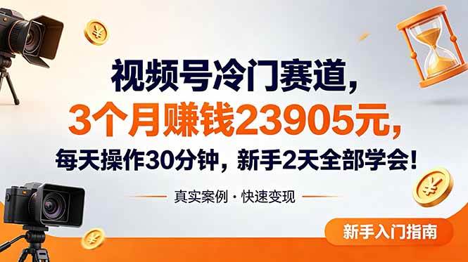 (18799期)视频号冷门赛道,3个月变现23905元,新手2天学会 每天操作30分钟!-泰戈创艺资源库