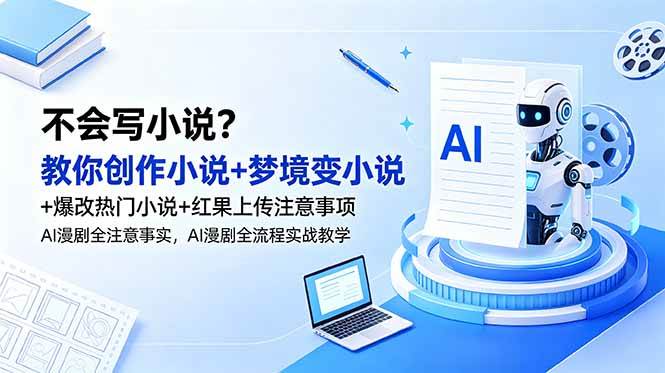 (18801期)不会写小说?教你创作小说+梦境变小说+爆改热门小说+红果上传注意事项,AI漫剧全流程实战教学-泰戈创艺资源库