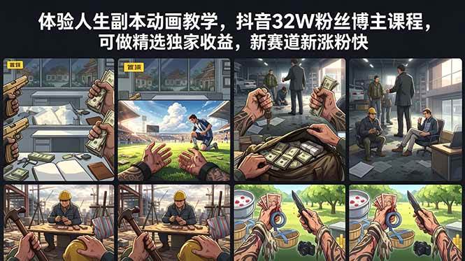 (18826期)体验人生副本动画教学, 抖音32W粉丝博主课程,可做精选独家收益,新赛道新涨粉快-泰戈创艺资源库