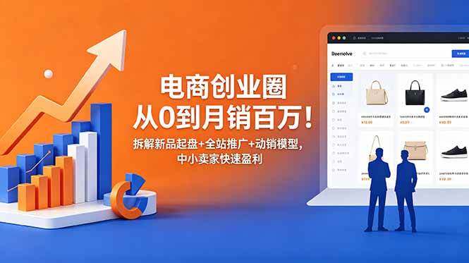 (18831期)电商创业圈从0到月销百万!拆解新品起盘+全站推广+动销模型,中小卖家快速盈利-泰戈创艺资源库