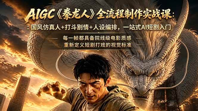 (18849期)AIGC《豢龙人》全流程制作实战课:国风仿真人+打斗剧情+人设编排,一站式AI短剧入门-泰戈创艺资源库