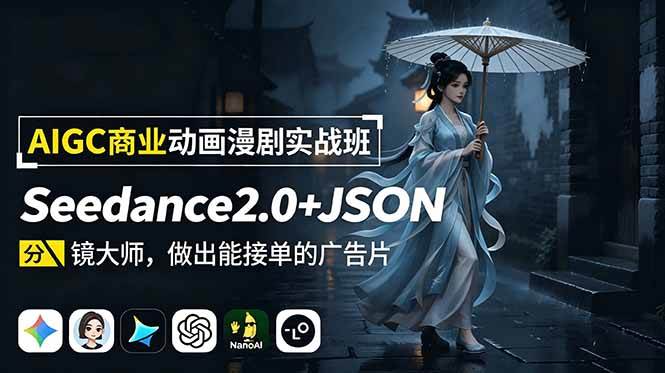 (18849期)AIGC商业动画漫剧实战班:Seedance2.0+JSON分镜大师,做出能接单的广告片-泰戈创艺资源库