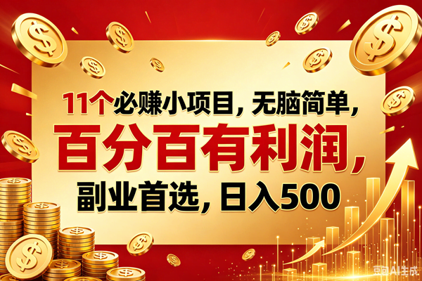 (18851期)11个必赚的小项目,百分百赚元子,无脑简单,副业首选,日入500+-泰戈创艺资源库