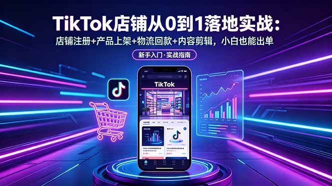 （18862期）TikTok店铺从0到1落地实战：店铺注册+产品上架+物流回款+内容剪辑，小白也能出单-泰戈创艺资源库