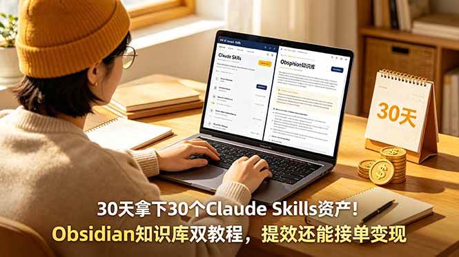 (18886期)30天拿下30个Claude Skills资产!Obsidian知识库双教程,提效还能接单变现-泰戈创艺资源库