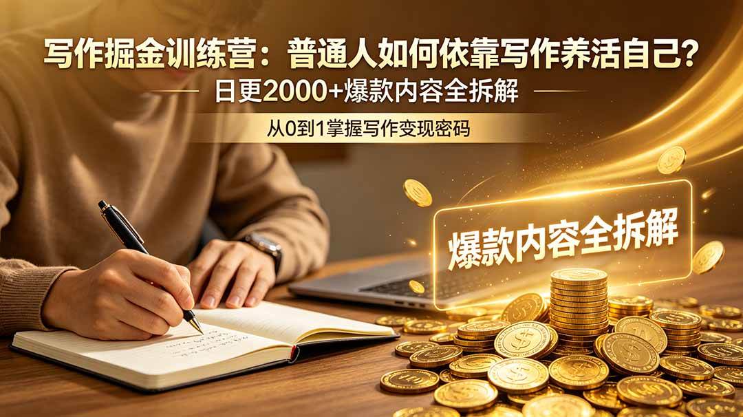 （18901期）写作掘金训练营：普通人如何依靠写作养活自己？日更2000+爆款内容全拆解-泰戈创艺资源库