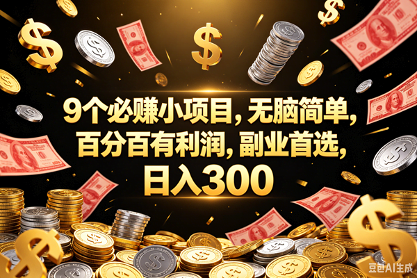 （18881期）9个必赚的小项目，百分百赚元子，无脑简单，副业首选，日入300+-泰戈创艺资源库