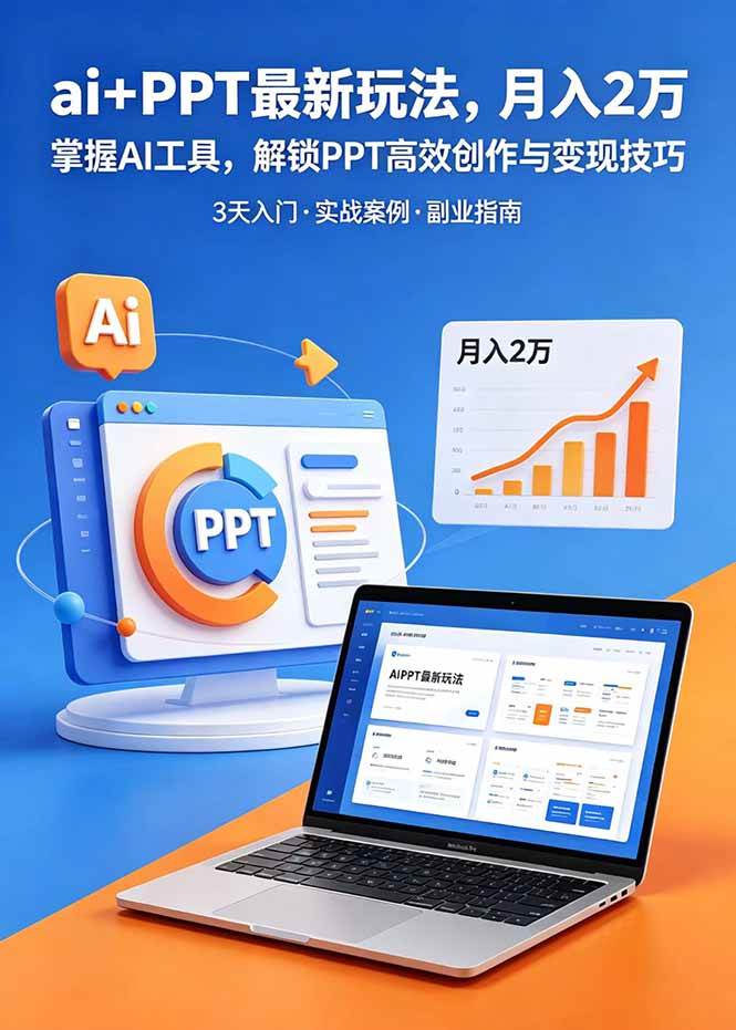 （18881期）ai+PPT最新玩法，月入2万掌握AI工具，解锁PPT高效创作与变现技巧3天入门，实战案例·副业指南-泰戈创艺资源库