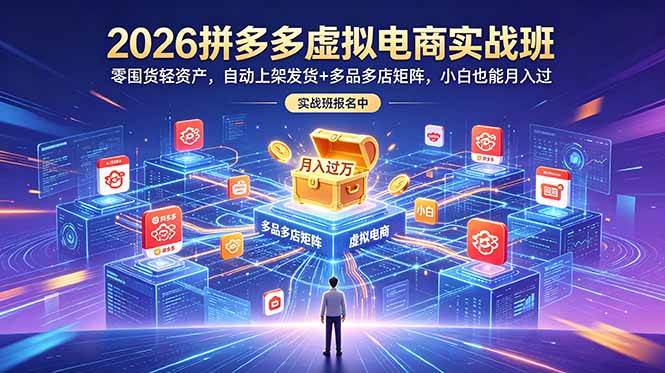 （18879期）2026拼多多虚拟电商实战班：零囤货轻资产，自动上架发货+多品多店矩阵，小白也能月入过万-泰戈创艺资源库