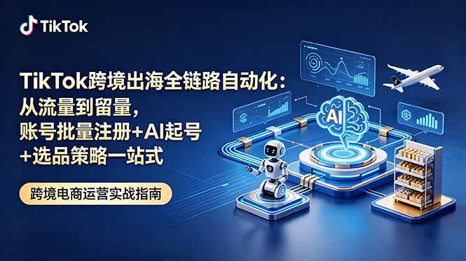 （18907期）TikTok跨境出海全链路自动化：从流量到留量，账号批量注册+AI起号+选品策略一站式-泰戈创艺资源库