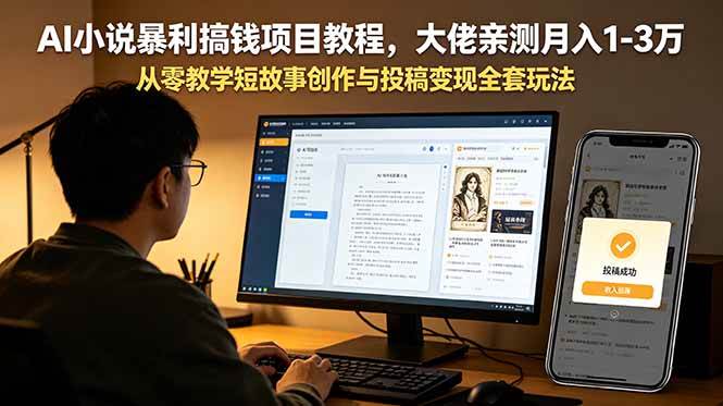 （18913期）AI小说暴利搞钱项目教程-更新，大佬亲测月入1-3万，从零教学短故事创作与投稿变现全套玩法-泰戈创艺资源库