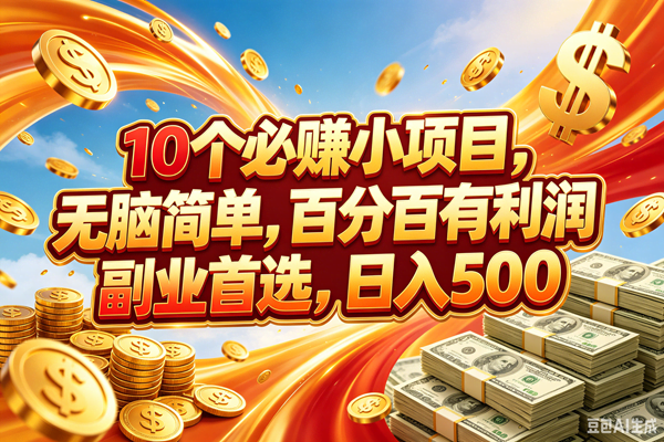 (18918期)10个必赚的小项目,百分百赚元子,无脑简单,副业首选,日入500+-泰戈创艺资源库