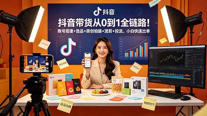 (18963期)抖音带货从0到1全链路!账号搭建+选品+原创拍摄+混剪+投流,小白快速出单-泰戈创艺资源库