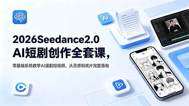 (18958期)2026Seedance2.0AI短剧创作全套课,零基础系统教学AI漫剧短视频,从灵感到成片完整落地-泰戈创艺资源库
