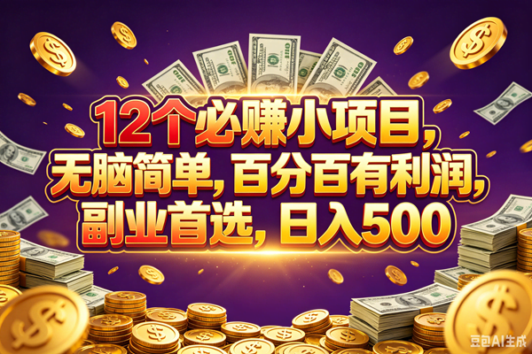 (18976期)12个必赚的小项目,百分百赚元子,无脑简单,副业首选,日入500+-泰戈创艺资源库