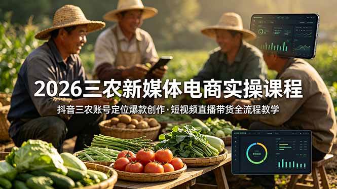 (18991期)2026三农新媒体电商实操课程:抖音三农账号定位爆款创作,短视频直播带货全流程教学-泰戈创艺资源库