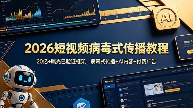 (18986期)2026短视频病毒式传播教程:20亿+曝光已验证框架,病毒式传播+AI内容+付费广告-泰戈创艺资源库