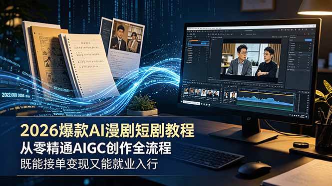(18980期)2026 爆款 AI 漫剧短剧教程 从零精通 AIGC 创作全流程 既能接单变现又能就业入行-泰戈创艺资源库