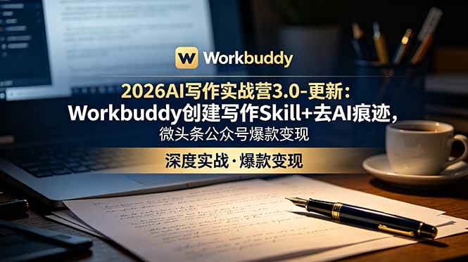 （18995期）2026AI写作实战营3.0-更新：Workbuddy创建写作Skill+去AI痕迹，微头条公众号爆款变现-泰戈创艺资源库