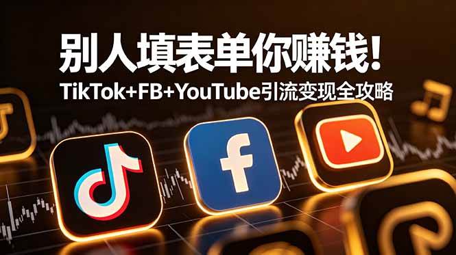 （19018期）别人填表单你赚钱！TikTok+FB+YouTube 引流变现全攻略【原创双语字幕】-泰戈创艺资源库