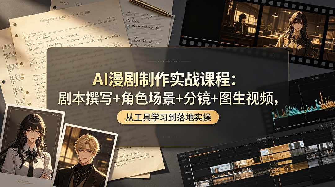 (19020期)AI漫剧制作实战课程:剧本撰写+角色场景+分镜+图生视频,从工具学习到落地实操-泰戈创艺资源库